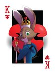 anthro card card_template clothing cosplay costume crown headgear heart_symbol hearts_(suit) heterochromia hoodie king_of_hearts male playing_card playing_card_template scepter solo suit_symbol topwear quirky-middle-child jake_thumpings lagomorph leporid mammal rabbit