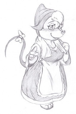 3_toes 4_fingers accessory anthro barefoot biped blush bow_(feature) bow_accessory bow_ribbon breasts clothed clothing dress feet female fingers floor fur furgonomics hair half-closed_eyes headgear headwear looking_at_viewer narrowed_eyes ribbons smile smiling_at_viewer solo standing tail tail_accessory tail_bow tail_ribbon toes whiskers kitsune_youkai perla_(cinderella) house_mouse mammal mouse murid murine rodent 2019 hi_res monochrome sketch