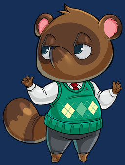 anthro blue_eyes clothing fur half-closed_eyes male narrowed_eyes simple_background solo transparent_background teevo animal_crossing nintendo tom_nook_(animal_crossing) canid canine mammal raccoon_dog tanuki 2015 alpha_channel