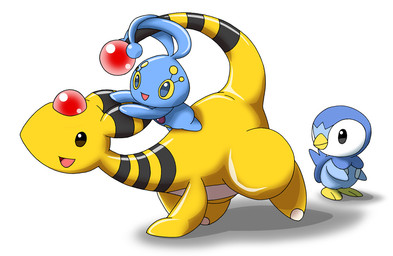 all_fours ambiguous_gender carrying_another feral group happy quadruped riding simple_background straddling white_background pasaran nintendo pokemon ampharos generation_2_pokemon generation_4_pokemon legendary_pokemon manaphy piplup pokemon_(species)