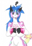 anthro big_breasts breasts female looking_at_viewer question_mark smile solo thebirdjesus tongue mitch-kun_(artist) pieismyfave disney kingdom_hearts square_enix canid canine dream_eater felid feline flowbermeow_(kingdom_hearts) mammal meow_wow spirit_dream_eater