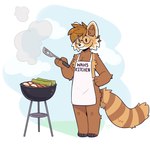 anthro apple apron apron_only bamboo clothing cooking eyewear food fruit glasses grill grilling holding_object holding_spatula holding_tool male plant solo spatula tools fleurfurr oscar_imitaru_(some_dumm_wah) some_dumm_wah_(character) ailurid mammal red_panda hi_res