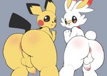 anthro anus backsack balls big_butt butt digital_media_(artwork) duo femboy foreskin generation_2_pokemon generation_8_pokemon genitals looking_at_viewer looking_back male mammal nintendo nude penis pichu pokemon pokemon_(species) presenting presenting_hindquarters pururing scorbunny simple_background smile tail thick_thighs widescreen
