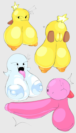 areola balls big_balls big_breasts big_penis black_eyes breasts erection female genitals group huge_balls huge_breasts huge_penis hyper hyper_balls hyper_breasts hyper_genitalia hyper_penis male nipples not_furry open_mouth orange_areola orange_nipples penis pink_body smile tongue tongue_out vulva white_areola white_nipples cvpid kirby_(series) mario_and_luigi_(series) mario_bros nintendo kirby starlow boo_(mario) ghost spirit star_sprite waddling_head absurd_res hi_res