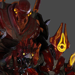 4_eyes ambiguous_gender anthro armor faceless_character faceless_male feathered_headdress female full_armor glowing glowing_eyes grey_background group headdress headgear helmet larger_ambiguous looking_at_viewer male multi_eye open_mouth sharp_teeth simple_background size_difference smaller_anthro smaller_female teeth trio yellow_eyes silent_sfm halo_(series) microsoft xbox_game_studios alien colonial_organism kig-yar lekgolo mgalekgolo ruuhtian sangheili scalie 1:1 3d_(artwork) colored digital_media_(artwork)