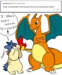 absurd_res ambiguous_gender borky-draws charizard digital_media_(artwork) duo ember_the_typhlosion english_text female feral generation_1_pokemon generation_2_pokemon hi_res nintendo pokemon pokemon_(species) red_eyes scalie simple_background tail text typhlosion white_background