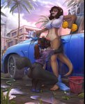 amazing_background anthro anthro_on_anthro ball ball_penetrating ball_suck balls balls_in_mouth barefoot blush bodily_fluids bottomless bottomwear bottomwear_down breasts car car_wash claws clothed clothing colored_nails crouching day detailed_background duo erection feet female genital_fluids genitals gynomorph gynomorph/female hair hindpaw humanoid_genitalia humanoid_penis intersex intersex/female licking long_story nails nipple_outline open_mouth oral outside pants pants_down partially_clothed pawpads paws penetration penis precum public sex shirt standing sucking toes tongue tongue_out topwear vaginal vehicle water wet wet_clothing wet_shirt wet_topwear tsukinori jessica_ainsley sherri_mayim canid canine canis domestic_dog mammal mustelid otter 2019 detailed digital_media_(artwork) hi_res story story_in_description