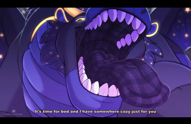 black_bars cheek_tuft countershade_torso countershading dialogue dragon_plushie fabric facial_tuft feral gaping_mouth glowing horn male mane mouth_shot open_mouth plaid plushie pointy_ears purple_body snout solo stitch_(sewing) striped_body stripes swallowing teeth text throat tongue tongue_out tuft vore wings charu mythology milo_(charu) animate_inanimate dragon living_plushie mythological_creature mythological_scalie scalie english_text hi_res letterbox watermark