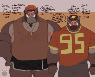 age_difference american_football american_football_uniform anthro areola athlete barazoku beard biceps big_muscles big_pecs black_bottomwear black_clothing black_shorts black_wristband blonde_hair blue_eyes body_hair bottomwear brown_beard brown_body brown_chest_hair brown_facial_hair brown_fur brown_hair chest_hair clothed clothing coach dialogue dominant duo eyebrows facial_hair fist football_jersey football_player football_uniform fur grey_body grey_bottomwear grey_clothing grey_fur grey_shorts hair hat headgear headwear ineffective_clothing jock larger_anthro larger_dom larger_male male male/male manly mature_anthro mature_male muscular muscular_anthro muscular_arms muscular_male muscular_thighs nipple_slip nipples older_anthro older_dom_younger_sub older_male orange_clothing orange_hat orange_headwear orange_shirt orange_tank_top orange_topwear pecs profanity revealing_shirt revealing_tank_top shirt shorts size_difference skimpy smaller_anthro smaller_male speech_bubble sport standing stocky tank_top text thick_arms thick_eyebrows thick_thighs topwear tough_guy tusks whistle_(object) whistle_around_neck wristband yellow_clothing yellow_shirt yellow_topwear younger_anthro younger_male shadowmatamori mammal suid suine sus_(pig) wild_boar english_text hi_res model_sheet father_(lore) father_and_child_(lore) father_and_son_(lore) incest_(lore) parent_(lore) parent_and_child_(lore) parent_and_son_(lore) son_(lore)