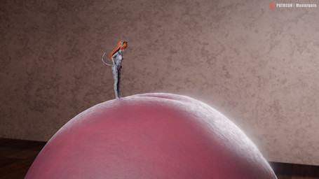 anthro duo extreme_size_difference female genitals gland male male/female nude nude_female penis size_difference monarquis momo_(monarquis) romy_(monarquis) domestic_cat felid feline felis mammal pantherine snow_leopard 3d_(artwork) digital_media_(artwork) hi_res