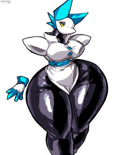anthro big_breasts breasts clothing dress eyelashes female floating_hands half-closed_eyes huge_hips huge_thighs hyper hyper_hips hyper_thighs machine narrowed_eyes sash simple_background solo standing thick_thighs white_background wide_hips yellow_eyes rohan_furries deltarune undertale_(series) tasque_manager android darkner robot 2023 4:5 hi_res