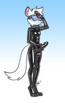 anthro balls black_bodysuit black_clothing black_latex black_skinsuit bodysuit clothing collar condom_suit erection fur genitals gesture hypnosis hypnotic_visor latex latex_bodysuit latex_clothing latex_skinsuit male masturbation mind_control penile penile_masturbation penis salute skinsuit solo tail tight_clothing visor white_body white_fur lettuce_(artist) clive_enfield domestic_cat felid feline felis mammal 2025 absurd_res hi_res