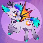 2017 bat_pony black_collar blue_eyebrows blue_hooves blue_inner_ear blue_mane blue_tail blue_tongue chotpot circle cloven_hooves collar colored crown cutie_mark demon digital_drawing_(artwork) digital_media_(artwork) equid equine eyebrows facial_piercing fan_character fangs feral forked_tongue freckled_face freckles fur furrowed_brow grey_body grey_eyelids grey_fur grey_outline hasbro headgear hooves horse male male_feral mammal mane membrane_(anatomy) membranous_wings my_little_pony nose_piercing nose_ring orange_eyes orange_pupils orange_wings outline piercing pony pupils purple_background quadruped ring_piercing side_view simple_background slit_pupils smile solo sordid_summon_(chotpot) tail teeth tongue wings