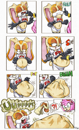 after_vore anthro belly big_belly burping clothing female gloves group handwear object_vore overweight trio vore white_clothing killboo nintendo pokemon sega sonic_the_hedgehog_(series) team_rocket amy_rose cream_the_rabbit generation_4_pokemon lagomorph leporid lopunny mammal pokemon_(species) rabbit 2025 comic hi_res