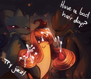 ambiguous_gender banette blush cum double_handjob english_text erection eyes_closed ghost gourgeist group group_sex hair handjob humanoid long_hair male messy nintendo nude penis pokémon sex smile spirit text threesome tingtongten video_games zipper

Rating: Explicit
Score: 4
User: Something_gnihtemoS
Date: August 25, 2014