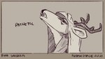 anthro antlers grey_background hair horn long_hair male open_mouth simple_background solo teeth text redishdragie pathetic_(meme) sai_(hallbeast) deer mammal 2021 english_text hi_res meme monochrome signature sketch