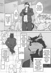 anthro canid canine canis clothing comic cotton_(artist) dialogue domestic_dog english_text fur greyscale male mammal monochrome nitobe text tooboe_bookmark
