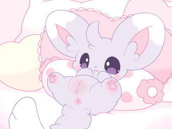 >_< abdominal_bulge ahoge anus bedding bedding_background big_ears black_eyes black_nose blush bodily_fluids body_blush clitoral_hood clitoris cum cum_in_vagina cum_inside dipstick_ears dipstick_tail ear_markings ejaculation eyes_closed faceless_character faceless_male female feral fluffy fluffy_tail fur genital_fluids genitals grey_body grey_fur hair happy happy_sex heart_symbol inner_ear_fluff knot knotted_penis leaking_cum long_tail lying male male/female markings multicolored_ears offscreen_character offscreen_male on_back paw_blush pawpads penetration penis pillow pink_anus pink_pawpads pink_paws pink_vulva sex tail tail_markings tail_motion tongue tongue_out tuft urethra vaginal vaginal_fluids vaginal_penetration vaginal_squirting vulva vulva_blush nakimayo nintendo pokemon generation_5_pokemon minccino pokemon_(species) 2d_animation animated long_playtime loop motion_tweening no_sound webm