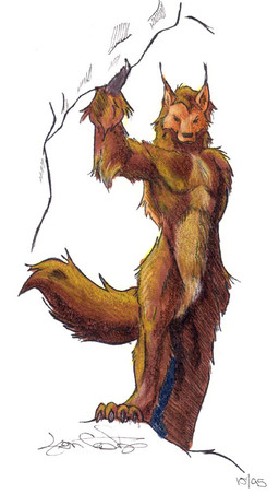 ambiguous_anthro ambiguous_gender anthro arm_tuft brown_body brown_fur canine_nose claws elbow_tuft finger_claws foot_on_stone fur hand_on_wall long_ears simple_background solo toe_claws tuft white_background frank_gembeck lyon_castro mythology canid canine mammal mythological_canine mythological_creature werecanid werecanine werecreature werewolf 1995