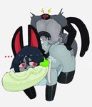 anal anal_penetration anthro armwear autopenetration balls big_balls big_penis bodily_fluids butt butt_grab clothing cum cum_drip detachable detachable_head dripping genital_fluids genitals glistening glistening_body glistening_butt glowing glowing_eyes group hand_on_butt head_swap headless imminent_oral legwear machine male male/male masturbation motion_lines penetration penis tail trio ongongio green_bun_(character) neco-v2 roboneco_(character) android domestic_cat felid feline felis lagomorph leporid mammal rabbit robot undead