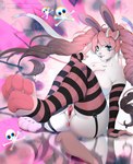 4_toes 5_fingers abstract_background accessory ahoge anthro anus big_breasts black_clothing black_footwear black_legwear black_socks black_thigh_highs black_thigh_socks blue_eyes bow_ribbon breasts clitoris clothing eyebrow_through_hair eyebrows eyelashes feet female fingers foot_focus footwear garter_straps genitals hair hair_accessory hair_bow hair_ribbon heart_symbol legwear long_hair long_socks looking_at_viewer multicolored_clothing multicolored_footwear multicolored_legwear multicolored_socks multicolored_thigh_highs multicolored_thigh_socks pattern_clothing pattern_footwear pattern_legwear pattern_socks pattern_thigh_highs pattern_thigh_socks pawpads paws pink_clothing pink_footwear pink_hair pink_legwear pink_socks pink_thigh_highs pink_thigh_socks pussy ribbons seductive sitting skull_and_crossbones sleeves socks soles solo stockings striped_clothing striped_footwear striped_legwear striped_socks striped_thigh_highs striped_thigh_socks stripes tail text thigh_highs thigh_socks toes translucent translucent_hair twintails_(hairstyle) two_tone_clothing two_tone_footwear two_tone_legwear two_tone_socks two_tone_thigh_highs two_tone_thigh_socks bluevelo nintendo pokemon eeveelution generation_6_pokemon lagomorph leporid mammal pokemon_(species) rabbit sylveon 2023 artist_name hi_res url