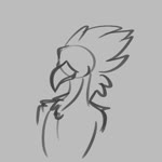 anthro armless beak bouncing disembodied_torso eyeless feather_tuft feathers featureless_chest grey_background simple_background smile solo tuft vike_mike avian bird 1:1 animated hi_res no_sound short_playtime sketch unfinished webm