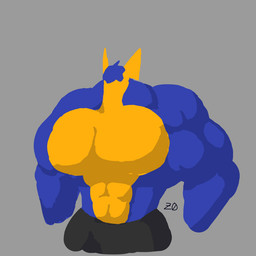 abs anthro biceps big_muscles big_pecs blue_body bottomwear clothing grey_bottomwear grey_clothing huge_muscles huge_pecs hyper hyper_muscles male muscular muscular_anthro muscular_arms muscular_male pecs shorts simple_background yellow_body zer0hyena nintendo pokemon zen_(unusualboo54) amphibian frog generation_6_pokemon greninja pokemon_(species) scalie 1:1 2023 2d_animation animated animated_gif digital_drawing_(artwork) digital_media_(artwork) frame_by_frame shaded short_playtime signature