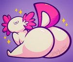 anthro big_butt butt gills male pink_body smile solo teapot_(body_type) spamcat amphibian axolotl marine mole_salamander salamander hi_res