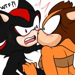 anthro blush duo female kissing kissing_cheek male male/female smile sticks surprise surprise_kiss soulyagami64 sega sonic_boom sonic_the_hedgehog_(series) shadow_the_hedgehog sticks_the_jungle_badger badger eulipotyphlan hedgehog mammal mustelid musteline 1:1 hi_res