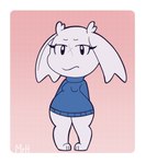 clothed clothing eyelashes female fur looking_at_viewer pear-shaped_figure scar simple_background solo sweater topwear white_body white_fur wide_hips el_senor_erizo cave_story sue_sakamoto lagomorph mammal mimiga hi_res