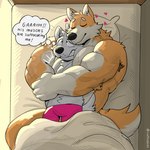 anthro anthro_on_anthro anthro_on_bottom anthro_on_top armpit_hair barazoku bear_hug bed biceps big_muscles body_hair clenched_teeth clothed clothing cuddling duo emanata eyebrows eyes_closed face_squish fur furniture heart_symbol hug huge_muscles lying male male/male male_on_bottom male_on_top muscular muscular_anthro muscular_male on_back on_bed on_bottom on_top pecs pillow size_difference sleeping smile smothering squish teeth text thick_arms thought_bubble topless topless_anthro topless_male tuft under_covers underwear underwear_only ruffusbleu canid canine canis mammal wolf 1:1 2025 english_text hi_res