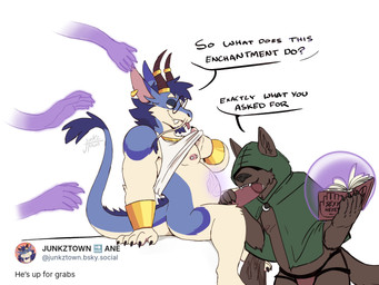 anthro clothing disembodied_hand duo fangs ghost_hand handjob jockstrap magic male male/male penile sex teeth text underwear dungeonhound junkztown mythology canid canine canis dragon mammal mythological_canine mythological_creature mythological_scalie scalie werecanid werecanine werecreature werewolf wolf 4:3 absurd_res english_text hi_res