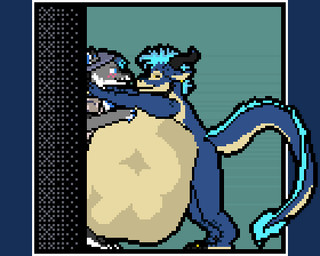 against_surface against_wall amber_eyes anthro belly black_body black_fur black_horn blue_body blue_eyes blue_fur blue_hair blue_mane blue_scales blush bodily_fluids burping burping_up_clothing clothing digestion face_on_belly fur grey_body grey_fur group hair hat head_first headgear headwear horn internal lick_lips male male_pred mane oral_vore pinned_by_belly predator/prey pushed rapid_digestion rumbling_stomach sacrifice same_size_vore scales stomach_acid struggling struggling_prey swallowing tail tail_fur tan_belly tan_body tan_scales trio vore weight_gain white_belly white_body white_fur stormyrange mythology drembonaarkrah canid canine canis domestic_dog dragon husky mammal mythological_creature mythological_scalie nordic_sled_dog scalie spitz 5:4 animated low_res