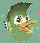 anthro birthday confetti happy looking_at_viewer male solo envyblacksun ilohuxl anatid anseriform avian bird duck absurd_res hi_res