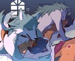 anthro bed bedroom bedroom_eyes blue_eyes blush bodily_fluids brand_new_animal canid canine canis duo embrace female from_front_position furniture genital_fluids hi_res hug interspecies k_kp_18 kissing lying male male/female mammal michiru_kagemori missionary_position narrowed_eyes on_back penetration penile penile_penetration penis_in_pussy precum raccoon_dog romantic seductive sex shirou_ogami size_difference studio_trigger tanuki vaginal vaginal_penetration wolf