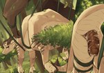 animal_genitalia blush brown_blush brown_body brown_eyes brown_horn brown_scales claws cloaca feces female feral forest forest_background genitals horn leaf looking_back_at_self membrane_(anatomy) membranous_wings narrowed_eyes nature nature_background plant pooping raised_tail raised_wings scales scatplay solo striped_body striped_scales stripes stuck suspension tail tan_body tan_scales toe_claws tree urate vine_bondage vines wings dazz_(artist) mythology mirah dragon mythological_creature mythological_scalie scalie absurd_res hi_res signature