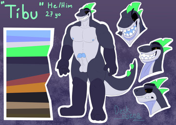 2_penises animal_genitalia animal_penis anthro balls big_teeth black_eyes genitals hemipenes male multi_genitalia multi_penis nipples penis solo deskhyena tibu_(deskhyena) aquatic fish shark absurd_res hi_res model_sheet signature