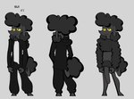 anthro black_body black_clothing black_fur black_hair black_jacket black_topwear bottomwear clothing fluffy fluffy_ears fluffy_hair fluffy_pubes fluffy_tail foreskin fur genitals grey_pupils hair jacket long_penis male pants penis pupils shirt skinny solo sweatpants tail tall topwear white_clothing white_shirt white_topwear yellow_sclera bootlegjones sui_(suicunicide) canid canine canis domestic_dog mammal poodle model_sheet