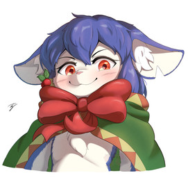 :3 ambiguous_anthro ambiguous_gender anthro blue_body blue_ears blue_fur blue_hair blush blush_lines bow_(feature) bow_accessory bow_ribbon cloak clothed clothing countershade_arms countershade_fur countershade_torso countershading front_view fur green_cloak green_clothing hair inner_ear_fluff kemono looking_at_viewer monotone_hair multicolored_body multicolored_fur neck_bow notched_ear pink_nose red_bow red_eyes red_ribbon simple_background smile solo tuft two_tone_body two_tone_fur white_background white_body white_countershading white_fur white_inner_ear white_inner_ear_fluff suru56nee pino_(suru56nee) domestic_cat felid feline felis mammal 2025 bust_portrait colored digital_media_(artwork) hi_res portrait shaded signature male_(lore)