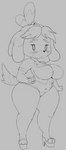 3_toes 4_fingers animal_crossing anthro belly big_butt biped blush breasts butt canid canine canis clothing curvy_figure digital_media_(artwork) domestic_dog feet female fingers footwear greyscale hi_res high_heels isabelle_(animal_crossing) looking_at_viewer mammal monochrome navel nintendo panties platform_footwear platform_heels purple_yoshi_draws shih_tzu shirt shoes short_stack slightly_chubby solo standing thick_thighs toes topwear toy_dog underwear voluptuous wide_hips