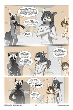 3d_background abs anthro areola athletic bathing bench black_body black_breasts black_fur blue_eyes breasts brown_hair brown_nipples brush butt cheek_tuft chest_tuft communal_shower dark_breasts dialogue dipstick_tail eyebrows facial_tuft female flat_chested fur grey_body grey_fur grey_hair group hair hand_on_hip hand_on_mouth inside long_hair markings medium_breasts navel nipples nude orange_eyes paintbrush_tail pink_areola raised_eyebrows roommate short_hair shower shower_room shush small_breasts snout_grab speech_bubble standing tail tail_markings tan_body tan_fur text trio tuft white_body white_fur white_hair yellow_eyes foxboy83 tootaloo vixen_logic marble_(vixen_logic) silver_(vixen_logic) zerda_(vixen_logic) canid canine fennec_fox fox mammal marble_fox red_fox silver_fox true_fox colored comic digital_media_(artwork) english_text hi_res url