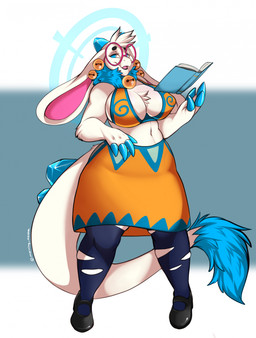 anthro big_breasts biped bottomwear breasts claws clothed clothed_anthro clothed_female clothing eyewear female female_anthro fingers footwear front_view fully_clothed fully_clothed_anthro fully_clothed_female fur glasses hair horn looking_at_viewer mature_anthro mature_female navel nipple_outline shoes simple_background slightly_chubby slightly_chubby_anthro slightly_chubby_female smile solo standing tail thick_thighs tongue topwear wide_hips mocha-wing atlyss mythology angela_flux kubold_(atlyss) lagomorph mammal mythological_creature mythological_scalie oathkin_(atlyss) poon_(atlyss) scalie 2026 digital_drawing_(artwork) digital_media_(artwork) hi_res