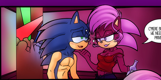 alcohol anthro beverage blue_body blue_fur bottle breasts clothed clothing container dialogue drunk duo female fur hair half-closed_eyes holding_bottle holding_container holding_object implied_incest male male/female narrowed_eyes nightclub off_shoulder pink_hair purple_body purple_fur shirt substance_intoxication tank_top text topless topwear hithog superbunnygt dic_entertainment sega sonic_the_hedgehog_(series) sonic_underground sonia_the_hedgehog sonic_the_hedgehog eulipotyphlan european_hedgehog hedgehog mammal 2016 comic digital_media_(artwork) english_text hi_res brother_(lore) brother_and_sister_(lore) incest_(lore) sibling_(lore) sister_(lore)