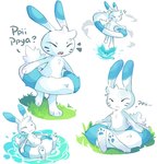 3_toes ambiguous_gender anthro blue_body blue_fur eyes_closed feet fingers fur grass happy open_mouth pawpads plant serious simple_background sitting solo toes water white_background white_body white_fur asrik 2024_pokemon_gigaleak beta_pokemon_games nintendo pokemon beta_pokemon_(species) lagomorph mammal warabbit 2024 english_description hi_res