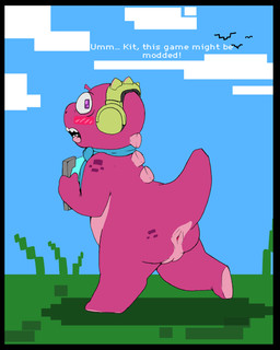 animal_genitalia anthro anus black_border blush border dialogue electronics embarrassed flustered genital_slit genitals headphones holding_object male raised_tail simple_background solo surprised tail text walking frostedscales gameoverse glitch_productions gobbles_(gameoverse) dinosaur prehistoric_species reptile saurischian scalie theropod tyrannosaurid tyrannosauroid tyrannosaurus tyrannosaurus_rex 4:5 english_text hi_res