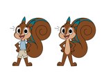 agender ambiguous_gender anthro black_eyes blue_clothing brown_body brown_head brown_paws brown_tail clothed clothing multicolored_body nude pink_nose pupils raised_tail smile solo standing tail toony two_tone_face creamygrapes sci_(scimunk) mammal rodent sciurid tree_squirrel hi_res