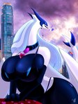 anthro areola big_breasts breasts choker clothed clothing eyelashes female hair heart_symbol jewelry looking_at_viewer necklace smile solo thick_thighs blueondrive nintendo pokemon calypso_(bludraconoid) generation_2_pokemon legendary_pokemon lugia pokemon_(species) digital_media_(artwork) hi_res