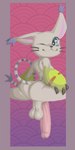 anthro balls big_ears claws ear_tuft fur genitals gynomorph intersex long_penis long_tail penis saggy_balls smile smiling_at_viewer solo tail tuft white_body white_fur poskapaints bandai_namco digimon digimon_(species) felid feline gatomon mammal hi_res