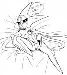 blush female genitals not_furry pussy solo text kageyama nintendo pokemon attack_forme_deoxys deoxys generation_3_pokemon legendary_pokemon pokemon_(species) 2015 japanese_text monochrome translation_request