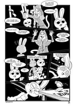 alternate_species anthro death dialogue dizzy duo elderly_anthro elderly_female female furrification head_injury humor male necktie question_mark spinning text the_end upside_down redic-nomad konami silent_hill dahlia_gillespie dumbwhore_(redic-nomad) domestic_cat felid feline felis lagomorph leporid mammal rabbit 2025 black_and_white comic english_text hi_res monochrome